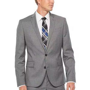 JF J.Ferrar Ultra Comfort Medium Gray Super Slim Fit Suit 44R 34x32 42R 32x32